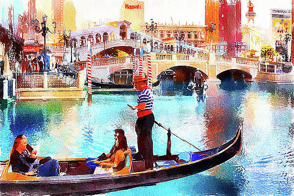 Nevada Wall Art featuring the mixed media Gondola Rides At The Venetian Las Vegas by Tatiana Travelways