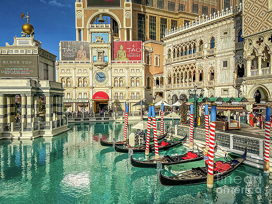 Wall Art featuring the photograph Gondolas At The Venetian In Las Vegas by FeelingVegas Wall Art and Prints