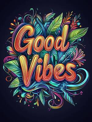 Vibrant Wall Art featuring the mixed media Good Vibes 1 by Land of Dreams
