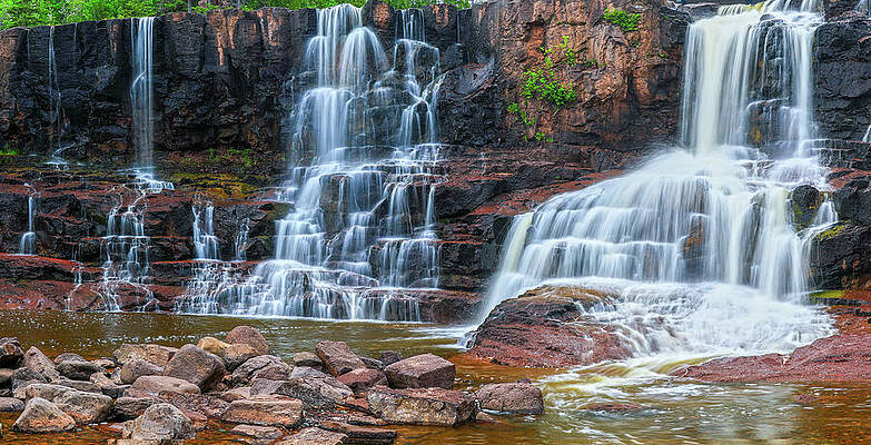 Serene Photograph - Gooseberry Falls Panorama Minnesota by Dan Sproul