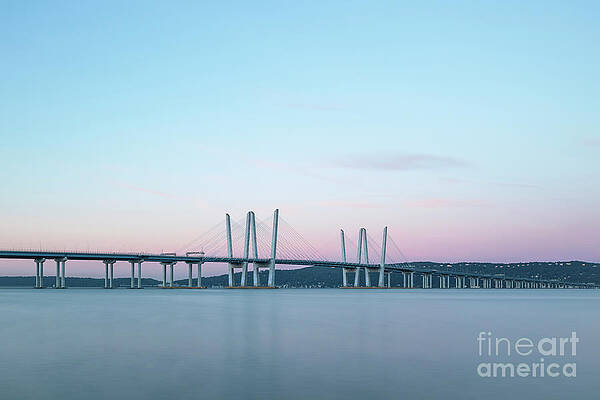 Wall Art featuring the photograph Governor Mario M. Cuomo Bridge Golden Hour I by Clarence Holmes