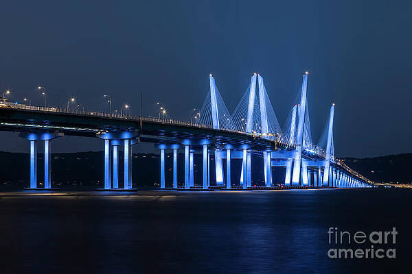 Wall Art featuring the photograph Governor Mario M. Cuomo Bridge In Blue I by Clarence Holmes