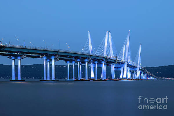 Wall Art featuring the photograph Governor Mario M. Cuomo Bridge In Blue III by Clarence Holmes