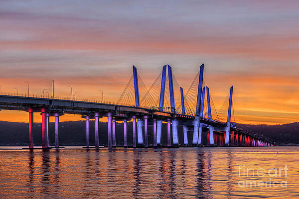 Reflection Wall Art featuring the photograph Governor Mario M. Cuomo Bridge On Columbus Day II by Clarence Holmes