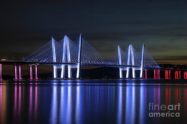 Reflection Wall Art featuring the photograph Governor Mario M. Cuomo Bridge On Columbus Day VI by Clarence Holmes