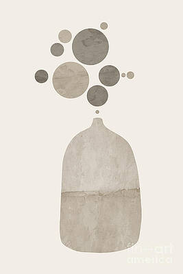 Minimalist Vase with Floating Shapes Digital Art