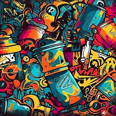 Artistic Digital Art - Graffiti Pattern With Street Art Elements by Andre Petrov