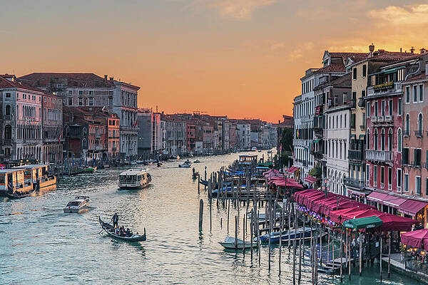 Sunset Over Venetian Canal Photograph