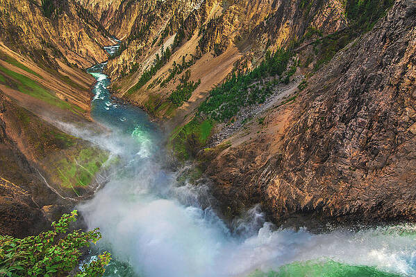 Landscape Photograph - Grand Canyon Of The Yellowstone Mist And Lower Falls, Wyoming by Abbie Warnock