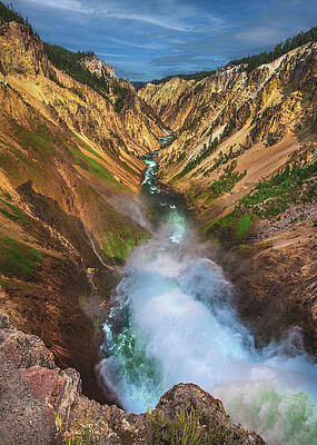 Landscape Photograph - Grand Canyon Of The Yellowstone Mist, Wyoming - Vertical by Abbie Warnock