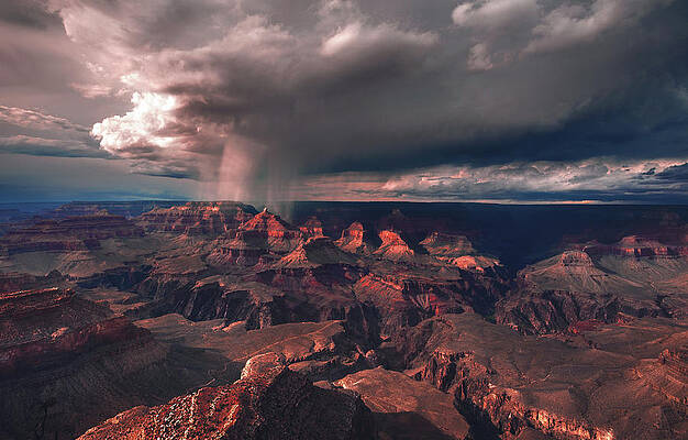 Canyon Photograph - Grand Canyon Rainfall, Arizona by Abbie Warnock