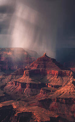 Canyon Photograph - Grand Canyon Rainfall, Arizona - Vertical by Abbie Warnock