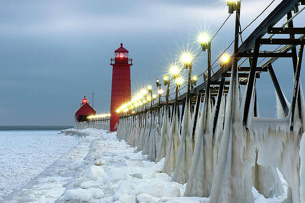 Photograph - Grand Haven Lighthouse In Winter by Michael Collins