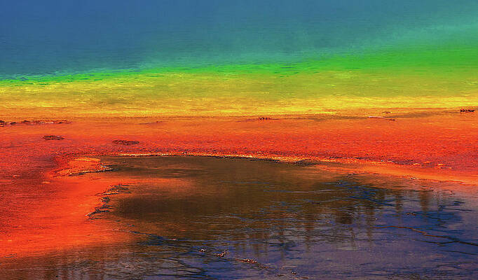 Color Photograph - Grand Prismatic Spring Colors And Layers, Yellowstone, Wyoming by Abbie Warnock