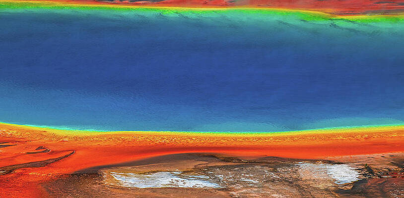 Color Photograph - Grand Prismatic Spring Rainbow Colors 2, Yellowstone, Wyoming by Abbie Warnock