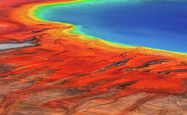 Color Photograph - Grand Prismatic Spring Rainbow Colors, Yellowstone, Wyoming by Abbie Warnock
