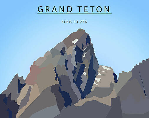 Wall Art featuring the digital art Grand Teton Elevation Low Poly by Dan Sproul