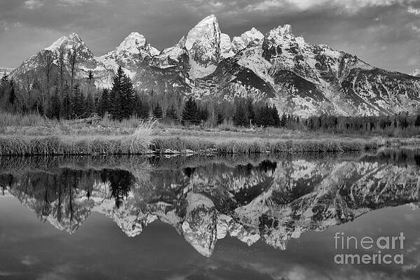 Wall Art featuring the photograph Grand Teton Metallic Rainbow Black And White by Adam Jewell