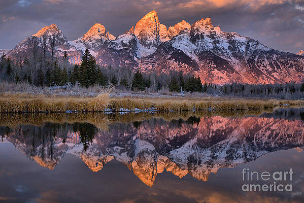 Sunrise Wall Art featuring the photograph Grand Teton Metallic Rainbow by Adam Jewell
