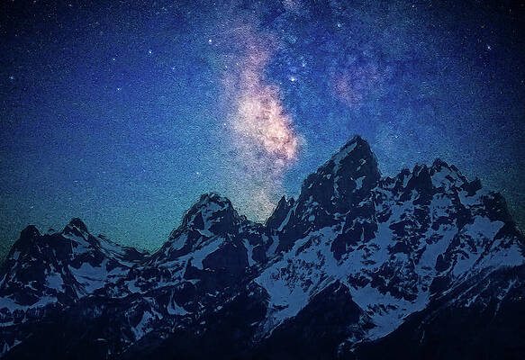 Wall Art featuring the mixed media Grand Teton Milky Way by Dan Sproul