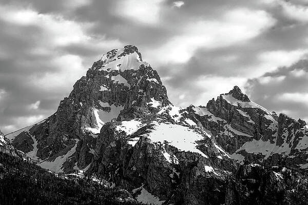 Wall Art featuring the photograph Grand Teton Mountain Black And White by Dan Sproul