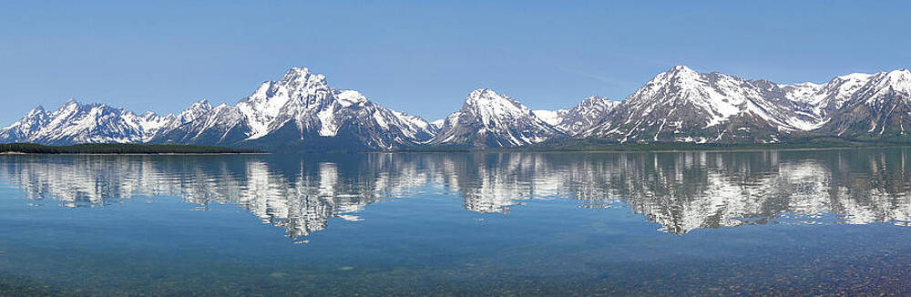 Reflection Wall Art featuring the photograph Grand Teton Mountains Panorama by Dan Sproul