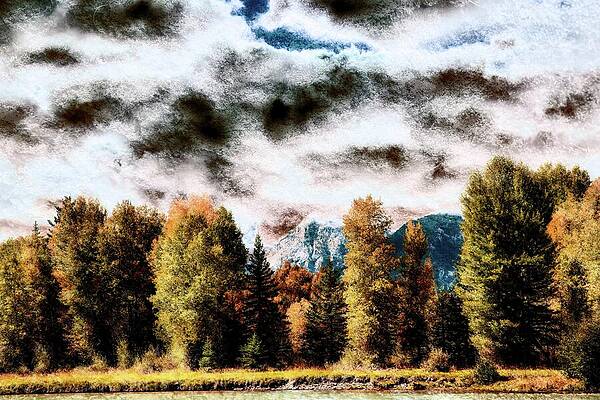 Wall Art featuring the digital art Grand Teton National Park - Lichen Texture by Bruce Block