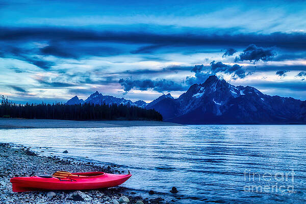 Mountain Photograph - Grand Tetons And Jackson Lake At Dusk by Bruce Block