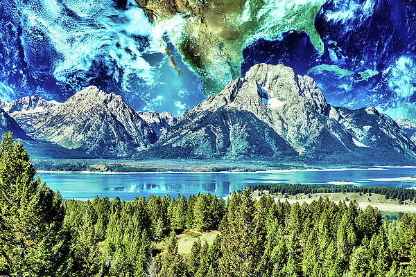 Sky Digital Art - Grand Tetons With Earth Sky by Bruce Block