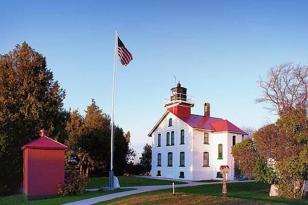 Architecture Wall Art featuring the photograph Grand Traverse Lighthouse In Autumn by Michael Collins