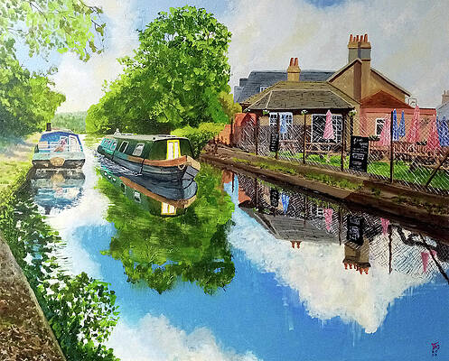Wall Art featuring the painting Grand Union Canal Uxbridge  London England by Francisco Gutierrez