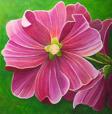 Vibrant Wall Art featuring the painting Grandmother's Hollyhocks by Art From the Heart