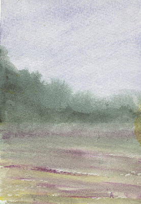 Watercolor Painting - Gray Day South Carolina Field Series by Elizabeth Reich