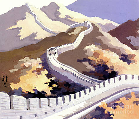 China Painting - Great Wall Of China - Autumn by Wan Weisheng