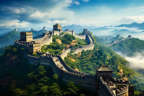 Intricate Digital Art - Great Wall Of China In Hyperrealistic Style No 3 by Andre Petrov