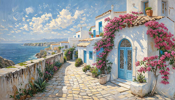 Digital Art - Greek Island by The Luxury Art Collection