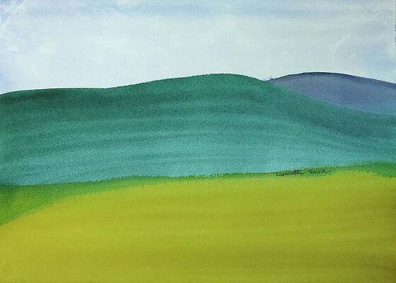 Serene Painting - Green And Blue Minimalist Landscape by Elizabeth Reich