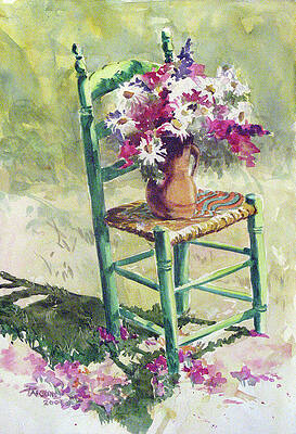 Wall Art featuring the painting Green Chair #3 by Sheila Parsons
