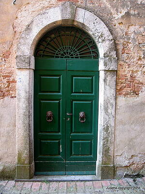 Wall Art featuring the photograph Green Door In Tuscany by Juliette Becker