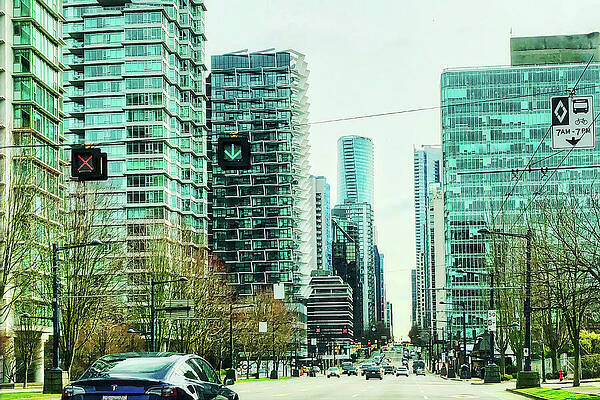 Wall Art featuring the photograph Green Light All The Way In Vancouver Canada by Tatiana Travelways