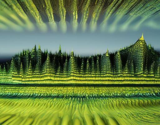 Landscape Wall Art featuring the digital art Green Mirage by Eris And AI