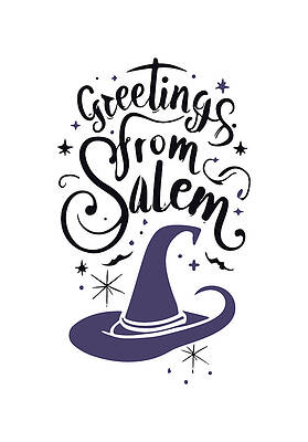 Salem Wall Art featuring the digital art Greetings From Salem Massachusetts by Flippin Sweet Gear