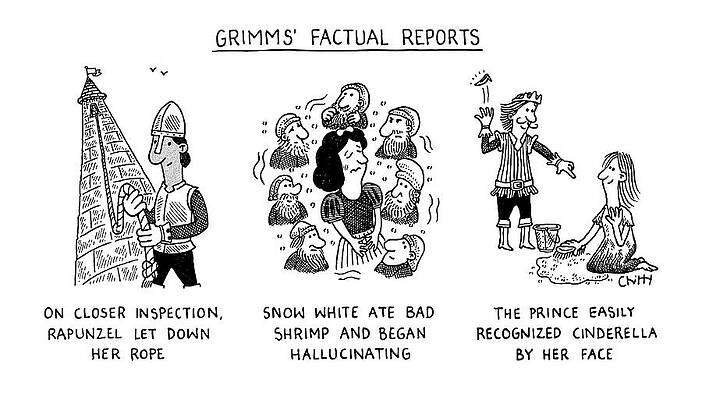 Fairy Tale Drawing - Grimm's Factual Reports by Tom Chitty