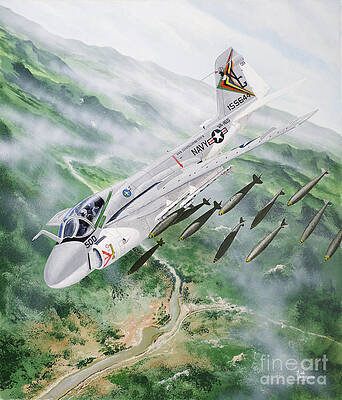 Airplane Wall Art featuring the painting Grumman A-6 Intruder by Steve Ferguson