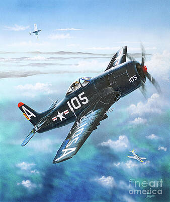 Wall Art featuring the painting Grumman F8F-2 Bearcat by Steve Ferguson