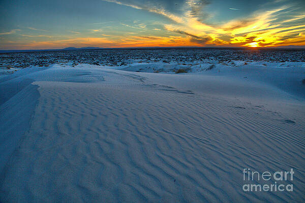 Mountain Wall Art featuring the photograph Guadalupe Salt Basin Dunes Fiery Sunset by Adam Jewell