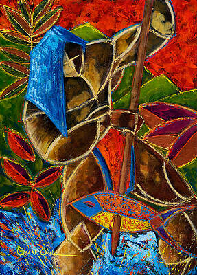 Puerto Rico Wall Art featuring the painting Guarani... Hombre De Familia by Oscar Ortiz