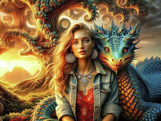 Landscape Wall Art featuring the digital art Guardian Of The Fractal Grove by Bill And Linda Tiepelman