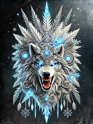 Majestic Wall Art featuring the digital art Guardian Of The Frozen Tundra by Bill And Linda Tiepelman