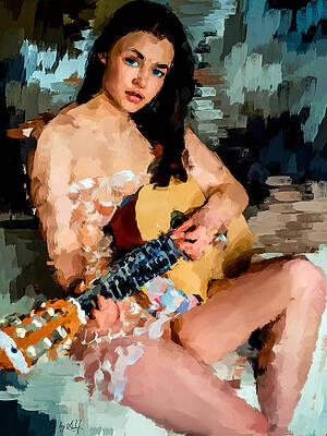 Expressive Digital Art - Guitarist From Heaven by Gradify Creations